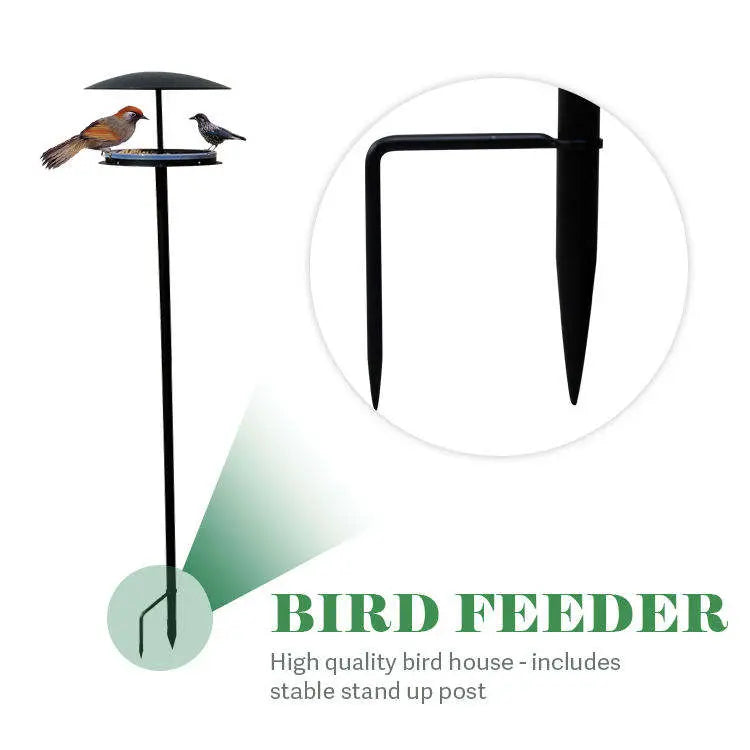 Catanox - Outdoor Bird House Standing Wild Bird Bath and Water Drinker Rust Proof Carbon Steel Bird Feeder Stand Catanox