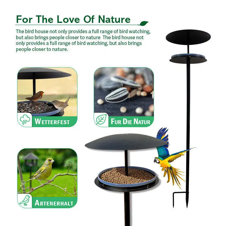 Catanox - Outdoor Bird House Standing Wild Bird Bath and Water Drinker Rust Proof Carbon Steel Bird Feeder Stand Catanox